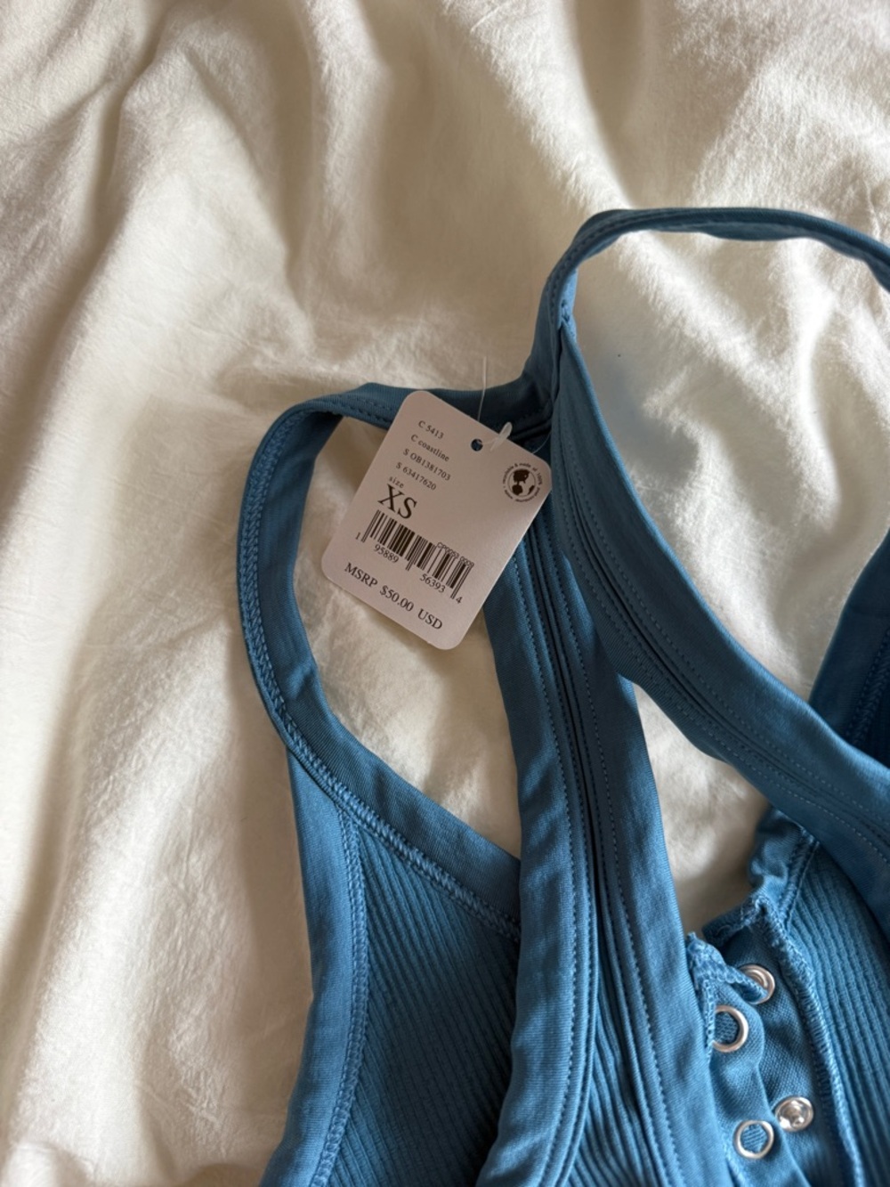 FP Movement by Free People Blue Ribbed Racerback Tank - Picture 3 of 3